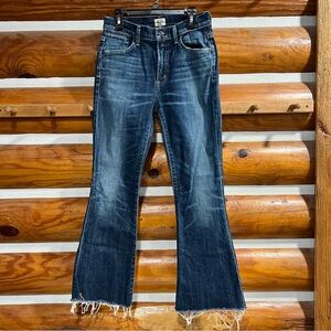 Citizens Of Humanity Dark Blue Distressed Flare Jeans